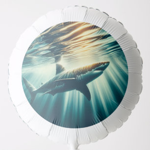 Shark in the deep blue sea & sunlight balloon