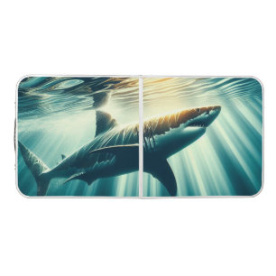 Shark in the deep blue sea & sunlight beer pong table