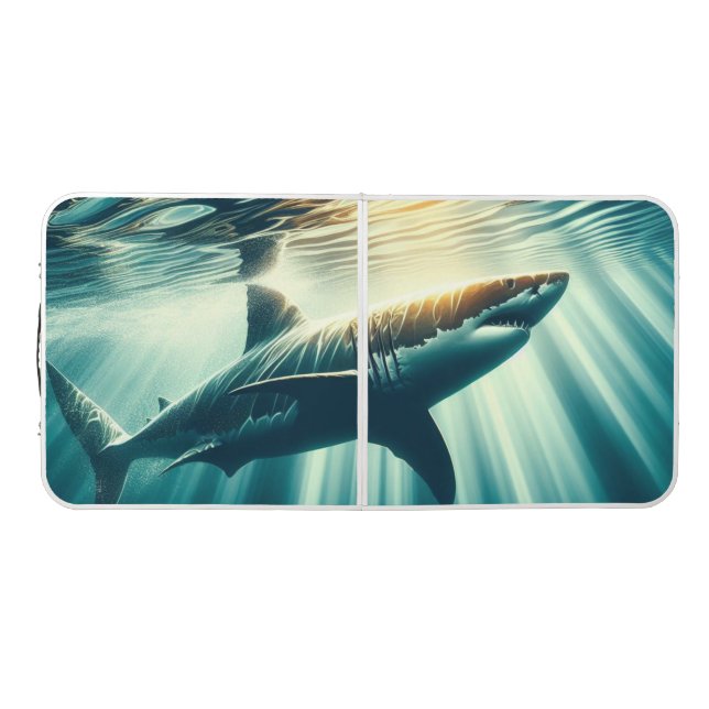 Shark in the deep blue sea & sunlight beer pong table (Top)