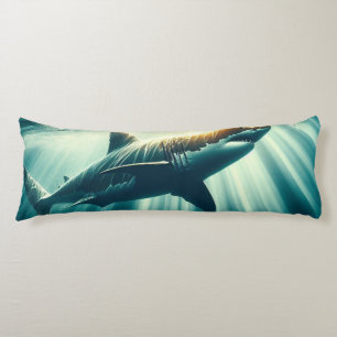 Shark in the deep blue sea & sunlight body pillow