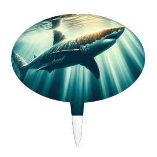 Shark in the deep blue sea & sunlight cake topper