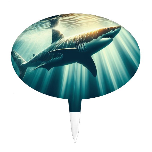 Shark in the deep blue sea & sunlight cake topper (Front)