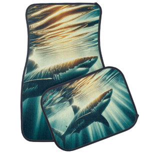 Shark in the deep blue sea & sunlight car floor mat