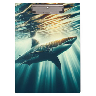Shark in the deep blue sea & sunlight clipboard