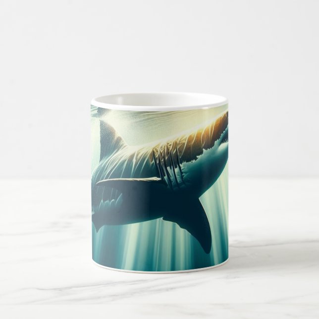 Shark in the deep blue sea & sunlight coffee mug (Center)