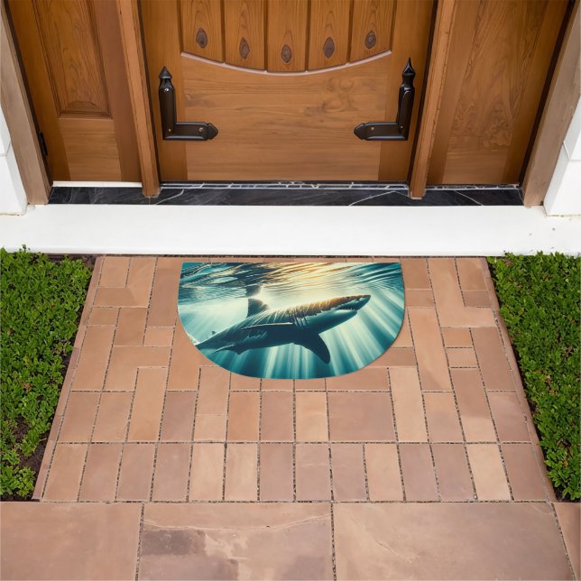 Shark in the deep blue sea & sunlight doormat (Outdoor)