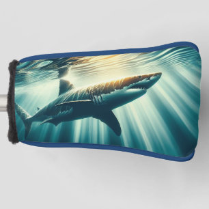 Shark in the deep blue sea & sunlight golf head cover