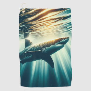 Shark in the deep blue sea & sunlight golf towel
