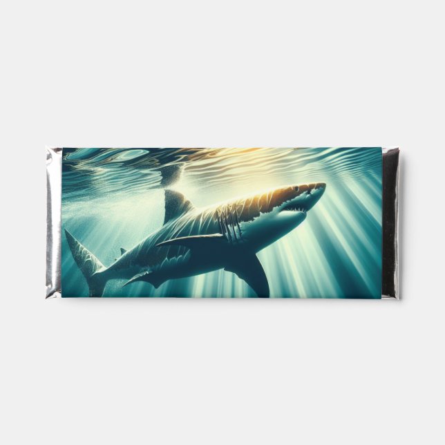 Shark in the deep blue sea & sunlight hershey bar favors (Front)