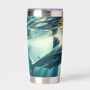 Shark in the deep blue sea & sunlight insulated tumbler