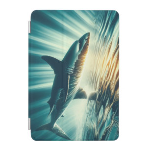 Shark in the deep blue sea & sunlight iPad mini cover