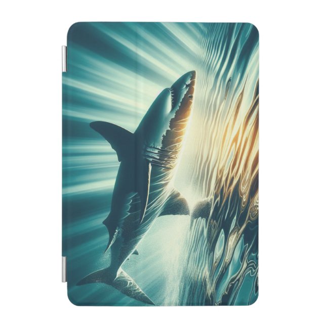 Shark in the deep blue sea & sunlight iPad mini cover (Front)