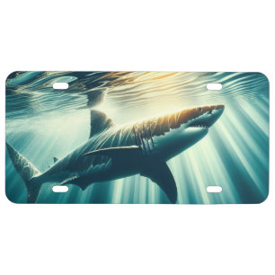 Shark in the deep blue sea & sunlight license plate