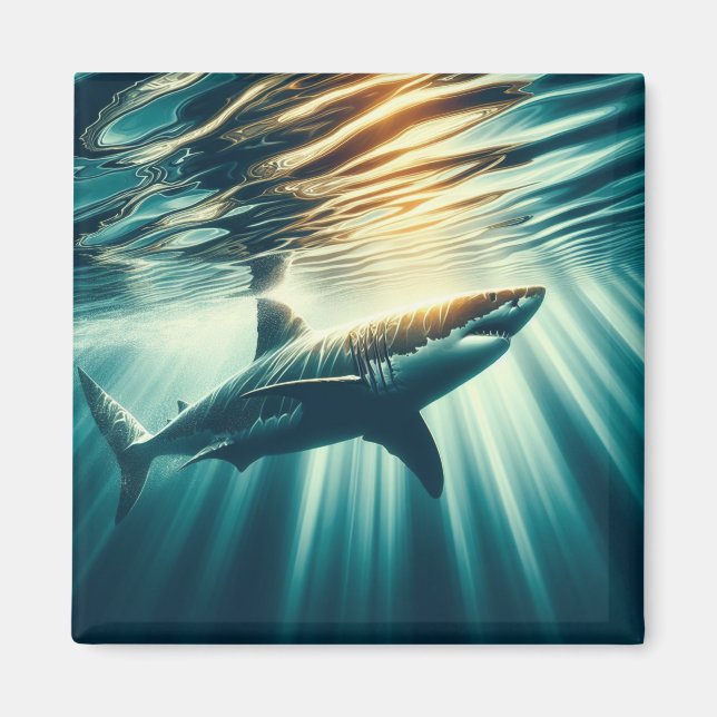 Shark in the deep blue sea & sunlight magnet (Front)