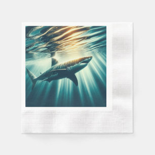 Shark in the deep blue sea & sunlight napkins