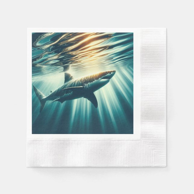 Shark in the deep blue sea & sunlight napkins (Front)