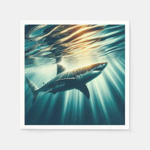 Shark in the deep blue sea & sunlight napkins