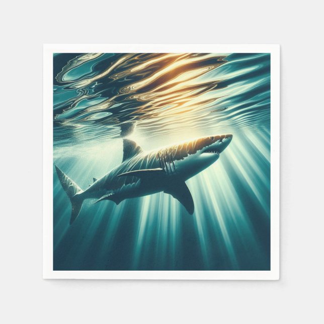 Shark in the deep blue sea & sunlight napkins (Front)