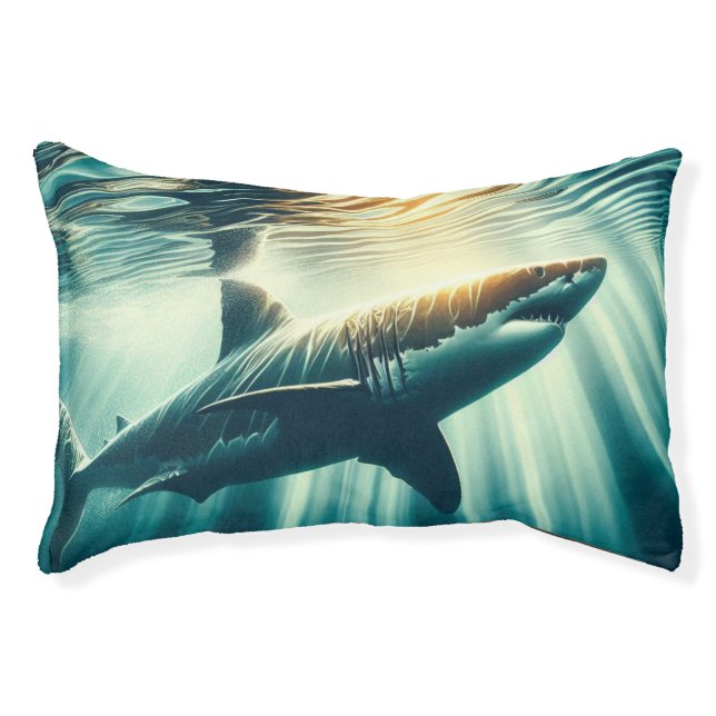 Shark in the deep blue sea & sunlight pet bed (Front)