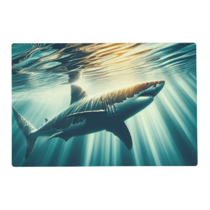 Shark in the deep blue sea & sunlight placemat