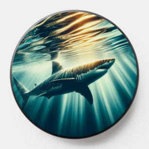 Shark in the deep blue sea & sunlight PopSocket