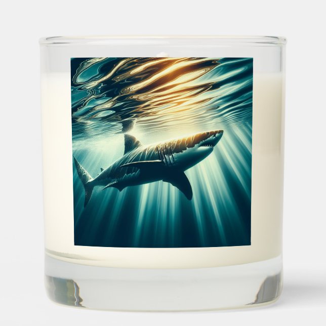 Shark in the deep blue sea & sunlight scented candle (Front)