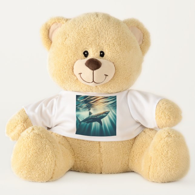 Shark in the deep blue sea & sunlight teddy bear (Front)