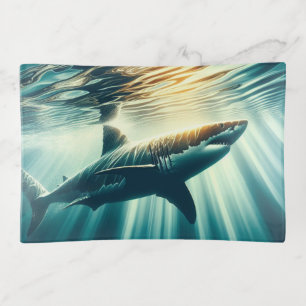 Shark in the deep blue sea & sunlight trinket tray