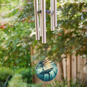 Shark in the deep blue sea & sunlight wind chime 