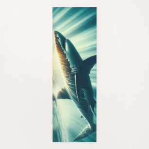 Shark in the deep blue sea & sunlight yoga mat