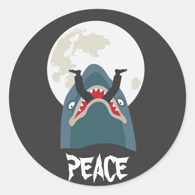 Shark in the moon night classic round sticker (Front)