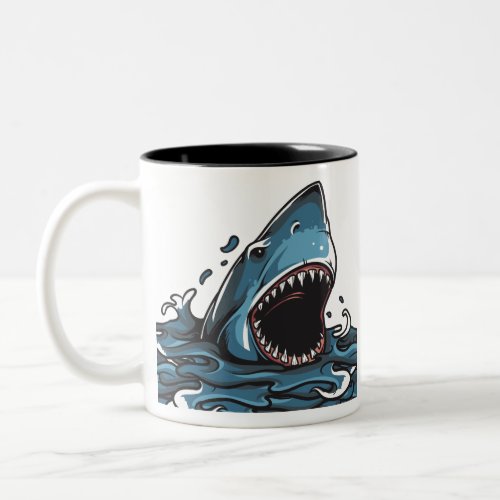 shark in the water design Two_Tone coffee mug