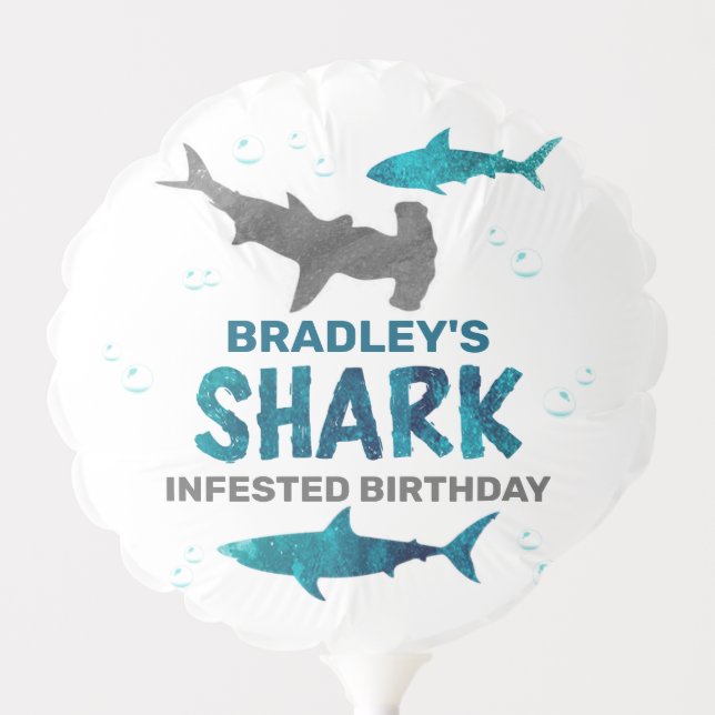 Shark Infested Any Age Birthday Party Balloon (Front)