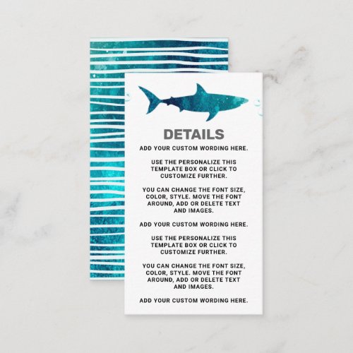 Shark Infested Any Age Birthday Party Enclosure Card