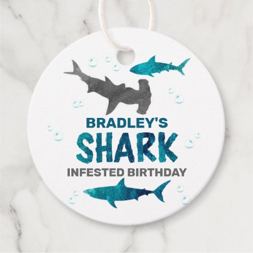 Shark Infested Any Age Birthday Party Favor Tags