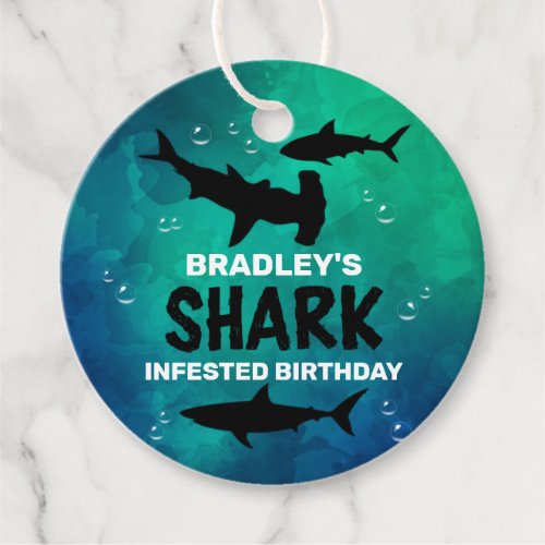 Shark Infested Any Age Birthday Party Favor Tags