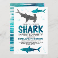 Shark Infested Any Age Birthday Party Invitation