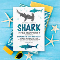 Shark Infested Any Age Birthday Party Invitation