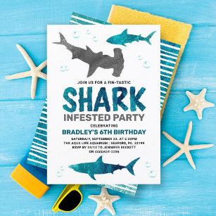 Shark Infested Any Age Birthday Party Invitation