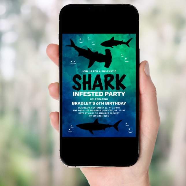 Shark Infested Any Age Birthday Party Invitation (Front Digital)