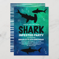 Shark Infested Any Age Birthday Party Invitation