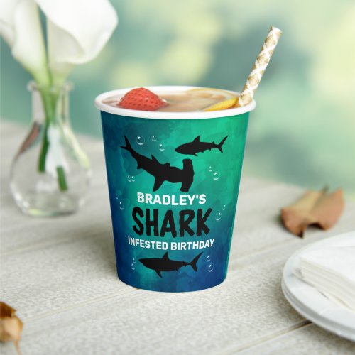 Shark Infested Any Age Birthday Party Paper Cups