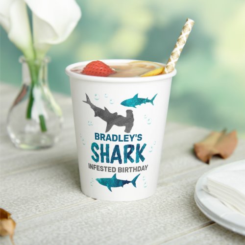 Shark Infested Any Age Birthday Party Paper Cups