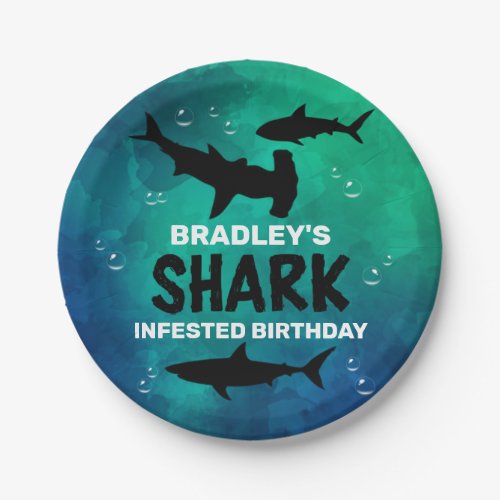 Shark Infested Any Age Birthday Party Paper Plate