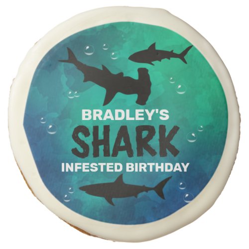Shark Infested Any Age Birthday Party Sugar Cookie