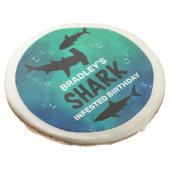Shark Infested Any Age Birthday Party Sugar Cookie (Angled)