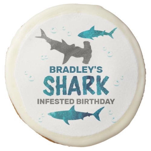 Shark Infested Any Age Birthday Party Sugar Cookie
