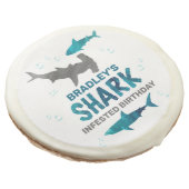 Shark Infested Any Age Birthday Party Sugar Cookie (Angled)