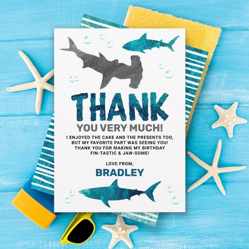 Shark Infested Any Age Birthday Party Thank You Card