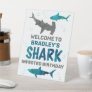 Shark Infested Any Age Birthday Party Welcome Pedestal Sign
